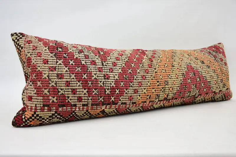16x48 Red Pillow Sham, Southwestern Cushion, Gift Pillow, Cushion, Turkish Kilim Pillow, Vintage Kilim Throw Pillow, Neutral Pillow - 3