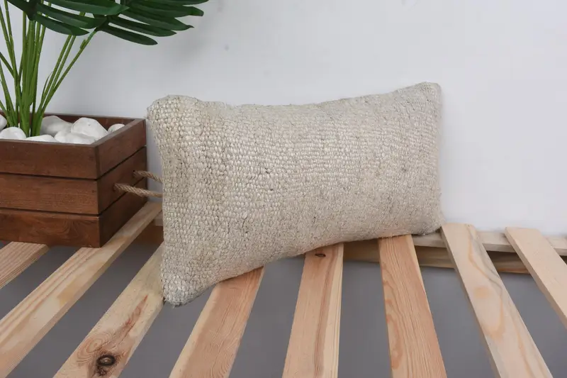 Handmade Kilim Cushion, Ethnic Pillow Cover Pillow, Cushion Case, 8x16 Beige Pillow Cover, Vintage Kilim Throw Pillow, Vintage Kilim Pillow - 4