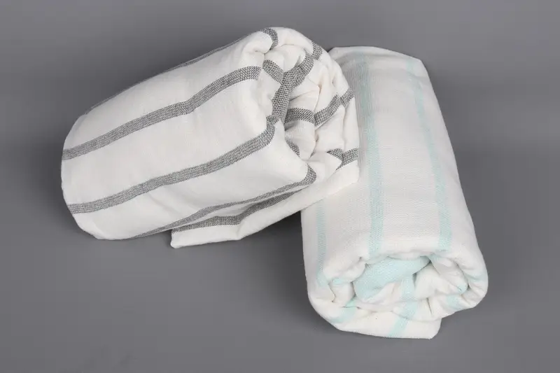 Striped Organic Cotton Towel, Bath Towel, Beige, 39x67 Inches