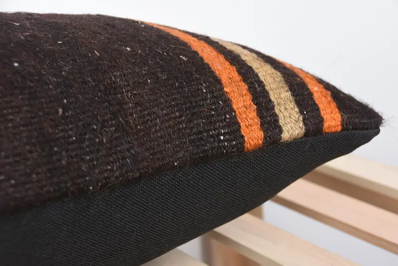 Vintage Kilim Pillow, Authentic Cushion, Lounge Throw Cushion Case, 16x48 Brown Pillow Sham, Kilim Cushion Sham, Pillow Cover, Boho Pillow - 7