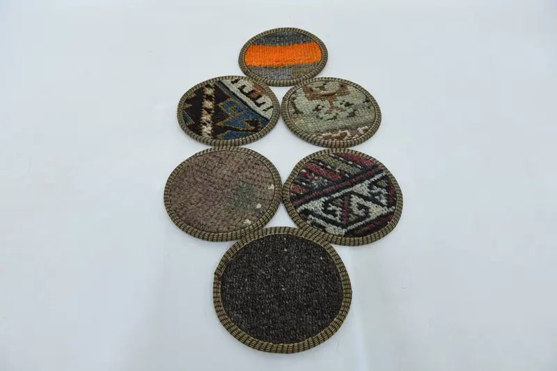 ボヘミアンブルーとオレンジのラウンドコースター、スタイリッシュなボヘミアンコースター