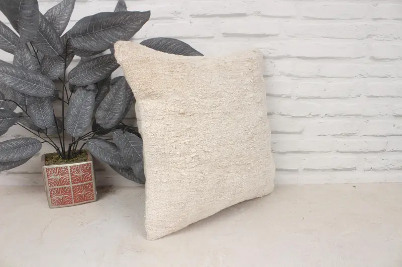 Vintage Kilim Throw Pillow, 16x16 Beige Cushion Cover, Interior Designer Pillow, Retro Pillow Cover, Pillow, Turkish Pillow, Authentic Pillow Cover - 3