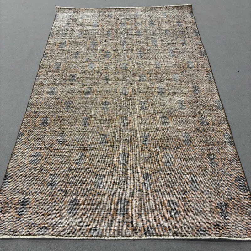 4.9x7.9 ft Halı, Vintage Türk Halısı, Kahverengi Oushak Yün Halı - 1