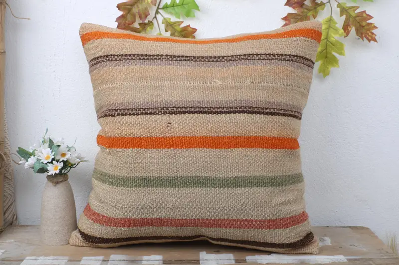 Floor Cushion Case, Vintage Kilim Pillow, Wool Kilim Pillow Pillow, 20x20 White Cushion Cover, Turkish Kilim Pillow, Pillow for Couch, Pillow - 2