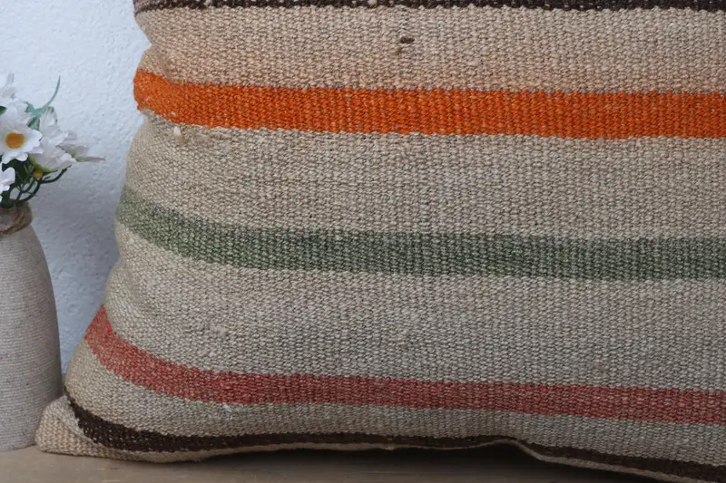 Floor Cushion Case, Vintage Kilim Pillow, Wool Kilim Pillow Pillow, 20x20 White Cushion Cover, Turkish Kilim Pillow, Pillow for Couch, Pillow - 3