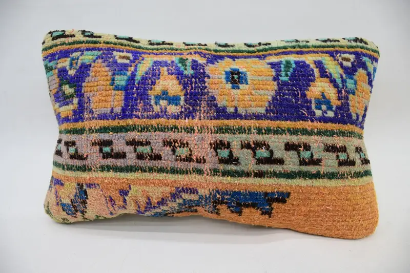 Pillow Sham, Toss Cushion Cover, Handmade Kilim Cushion, Kilim Pillow Cover, 12x20 Orange Cushion Cover, Vintage Kilim Throw Pillow - 1