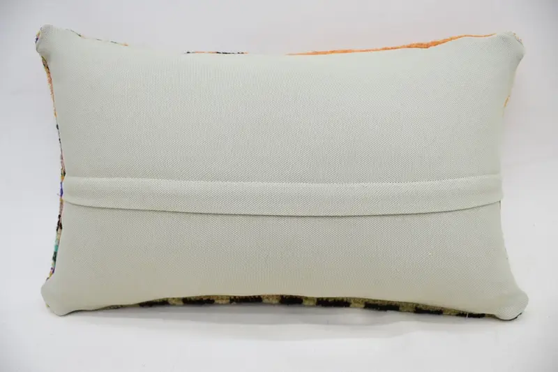 Pillow Sham, Toss Cushion Cover, Handmade Kilim Cushion, Kilim Pillow Cover, 12x20 Orange Cushion Cover, Vintage Kilim Throw Pillow - 6