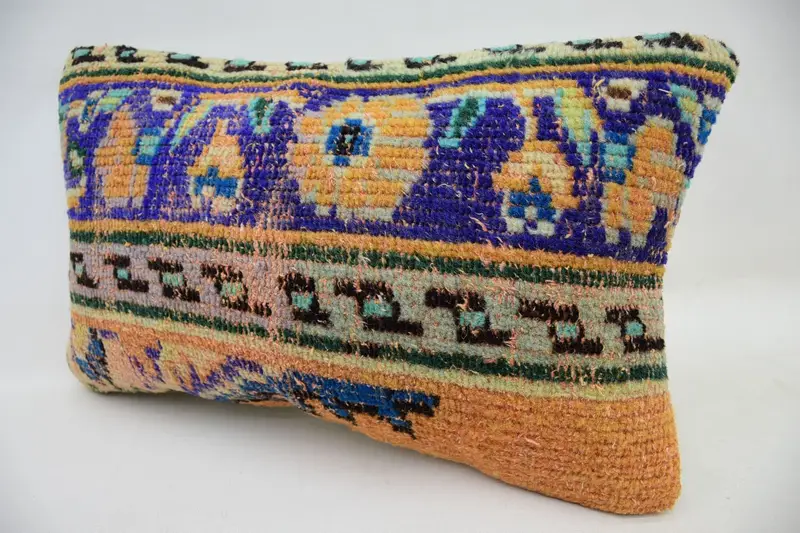 Pillow Sham, Toss Cushion Cover, Handmade Kilim Cushion, Kilim Pillow Cover, 12x20 Orange Cushion Cover, Vintage Kilim Throw Pillow - 3