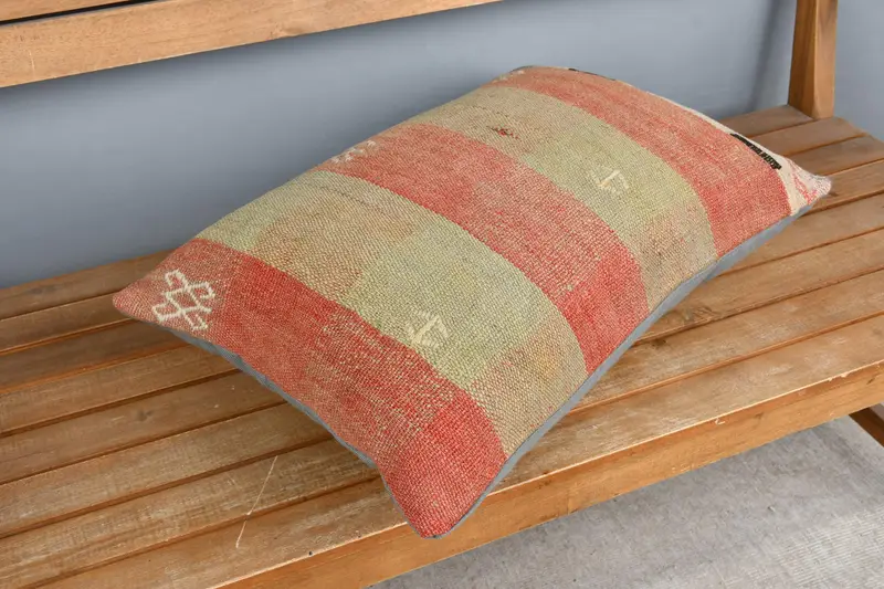 Crochet Pattern Pillow Cover, 16x24 Orange Pillow Case, Antique Pillows, Vintage Kilim Pillow, Handmade Kilim Cushion, Cushion Cover - 2