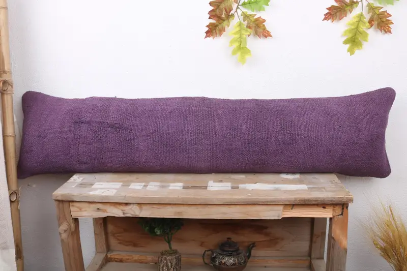 12x48 Purple Cushion Cover, Kilim Pillow Cover, Pillow Case, Boho Pillow, Vintage Throw Pillow Case, Kilim Cushion Sham - 2