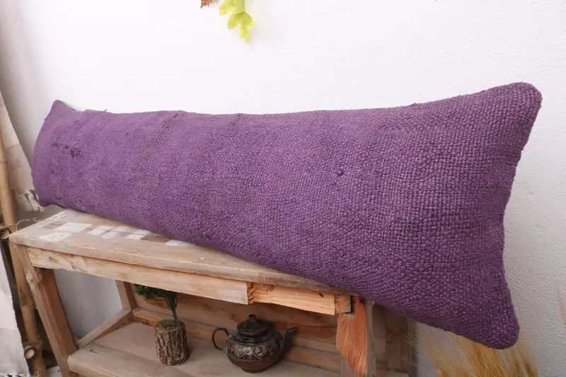 12x48 Purple Cushion Cover, Kilim Pillow Cover, Pillow Case, Boho Pillow, Vintage Throw Pillow Case, Kilim Cushion Sham - 4