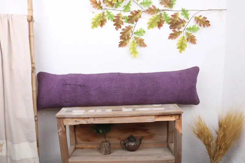 12x48 Purple Cushion Cover, Kilim Pillow Cover, Pillow Case, Boho Pillow, Vintage Throw Pillow Case, Kilim Cushion Sham - 1