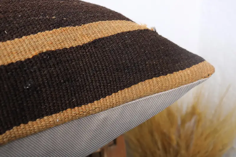 Pillow, Boho Pillow Sham Cover, Colorful Pillow Sham, Throw Kilim Pillow, Handmade Kilim Cushion, 24x24 Brown Pillow Case, Retro Throw Pillow Sham - 6