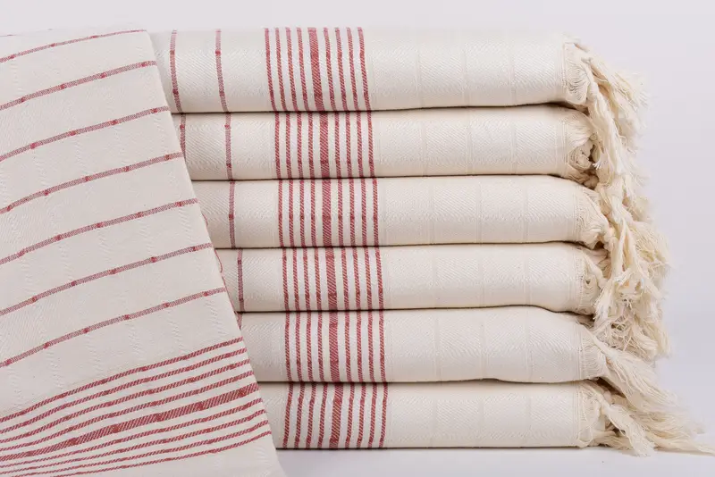 Beach Towel Monogrammed Turkish Cotton Red Brick Stripes, 70x40 Inches