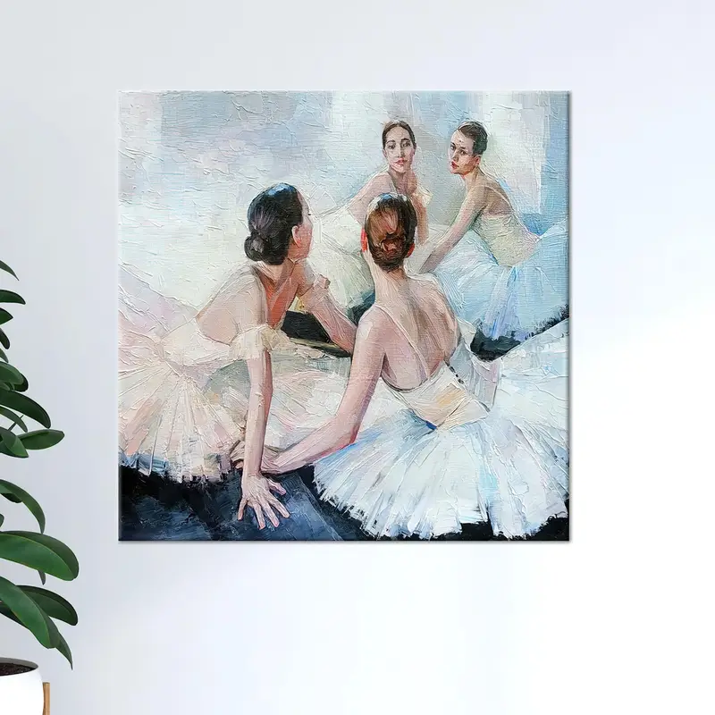 エレガントなバレエキャンバス: 自宅用の美しいバレリーナアートプリント