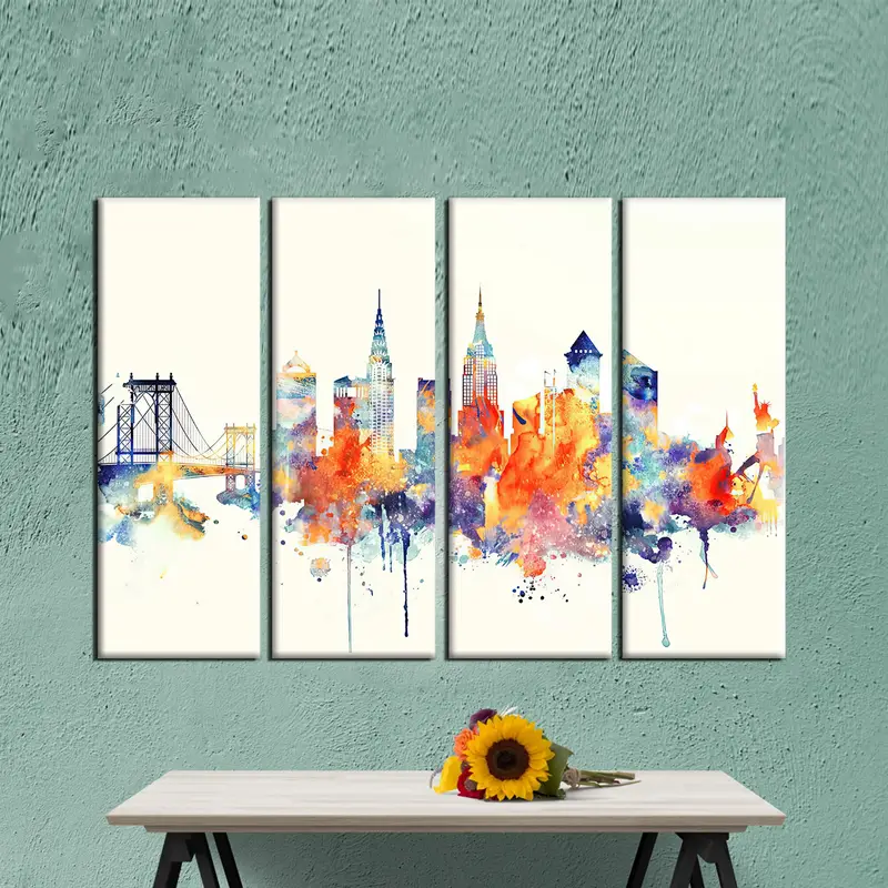 New York Skyline Canvas, New York Poster, NYC, New York Print, Home Decor Canvas, New York Wall Art,  New York Poster, Watercolor Canvas Art - 4