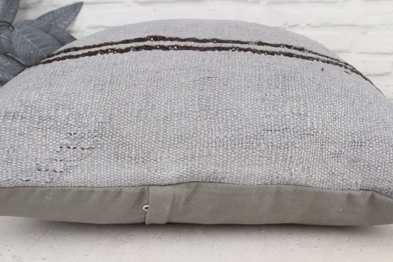 Cushion Case, Handmade Kilim Cushion, Throw Kilim Pillow, Comfy Throw Pillow, 24x24 Gray Cushion, Interior Designer Pillow - 5