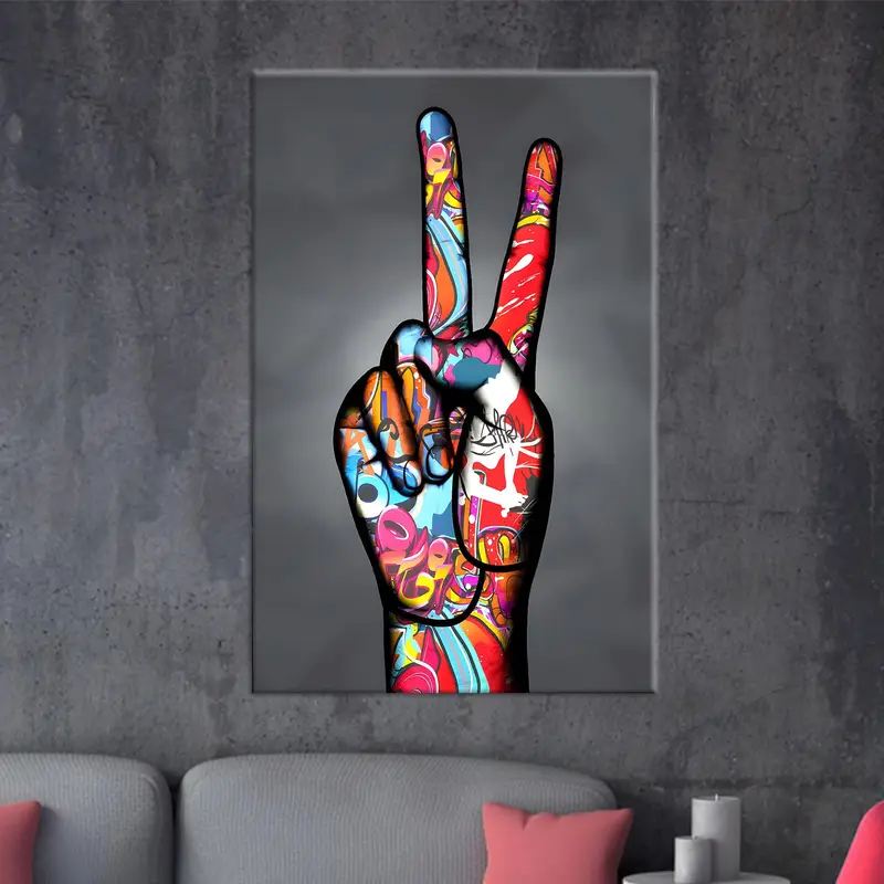 Elegante Peace-Graffiti-Handgraffiti-Leinwandkunst