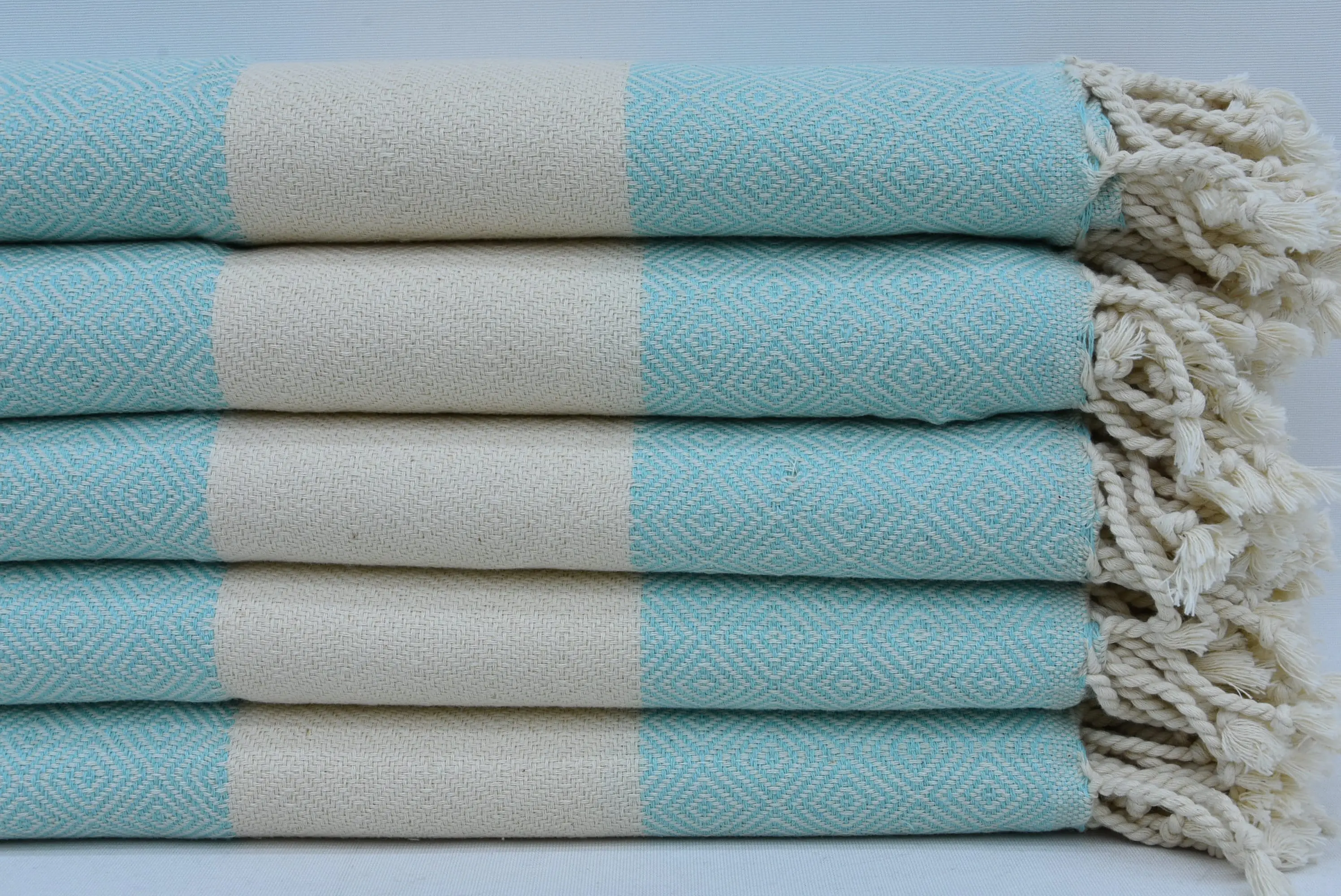 Decorative Hand Towel, Chic Guest Towel, Organic Cotton, Green Diamond Design, 18x36 - 1
