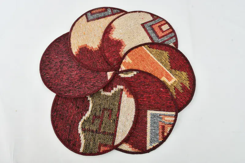 Mantel individual bohemio rojo y naranja, decoración de cocina steampunk y minimalista