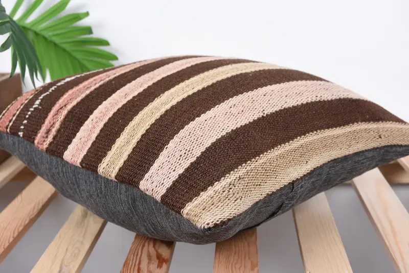 Gift Pillow, Outdoor Bolster Cushion Cover, Ethnical Kilim Rug Pillow, Turkish Pillow, Cotton Pillow Cover, Pillow Sham, 16x16 Brown Pillow Sham - 6