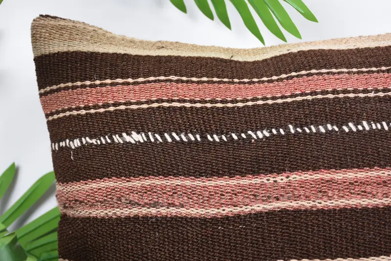 Gift Pillow, Outdoor Bolster Cushion Cover, Ethnical Kilim Rug Pillow, Turkish Pillow, Cotton Pillow Cover, Pillow Sham, 16x16 Brown Pillow Sham - 2