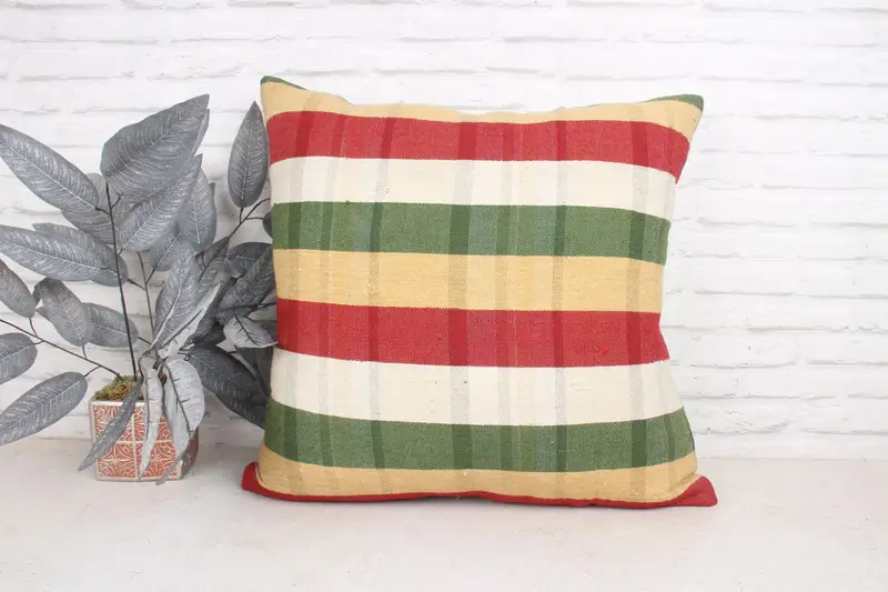 Vintage Pillow, Handmade Kilim Cushion, Ethnic Pillow Cover Cushion Case, Bed Cushion Cover, Throw Kilim Pillow, 24x24 Red Cushion, Pillow - 1
