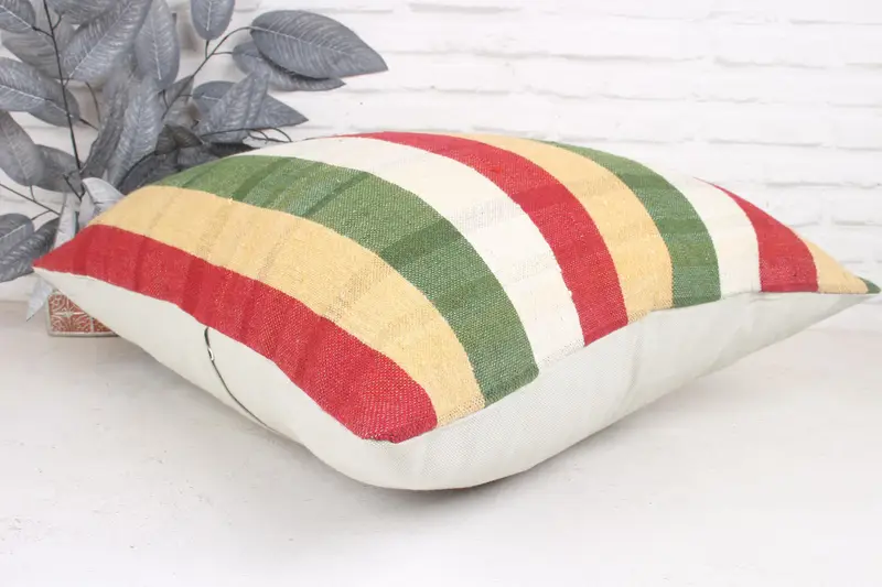 Vintage Pillow, Handmade Kilim Cushion, Ethnic Pillow Cover Cushion Case, Bed Cushion Cover, Throw Kilim Pillow, 24x24 Red Cushion, Pillow - 6