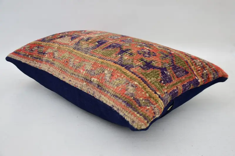 Pillow Case, Gift Pillow, Pastel Cushion Case, Turkish Pillow, 12x20 Red Pillow Case, Comfy Throw Cushion Case, Vintage Kilim Throw Pillow - 6
