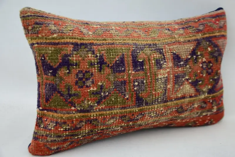 Pillow Case, Gift Pillow, Pastel Cushion Case, Turkish Pillow, 12x20 Red Pillow Case, Comfy Throw Cushion Case, Vintage Kilim Throw Pillow - 2