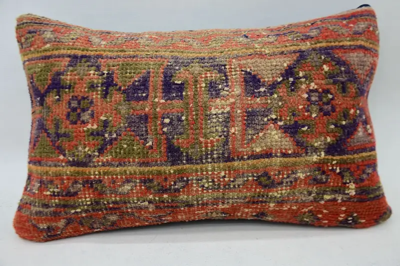 Pillow Case, Gift Pillow, Pastel Cushion Case, Turkish Pillow, 12x20 Red Pillow Case, Comfy Throw Cushion Case, Vintage Kilim Throw Pillow - 4