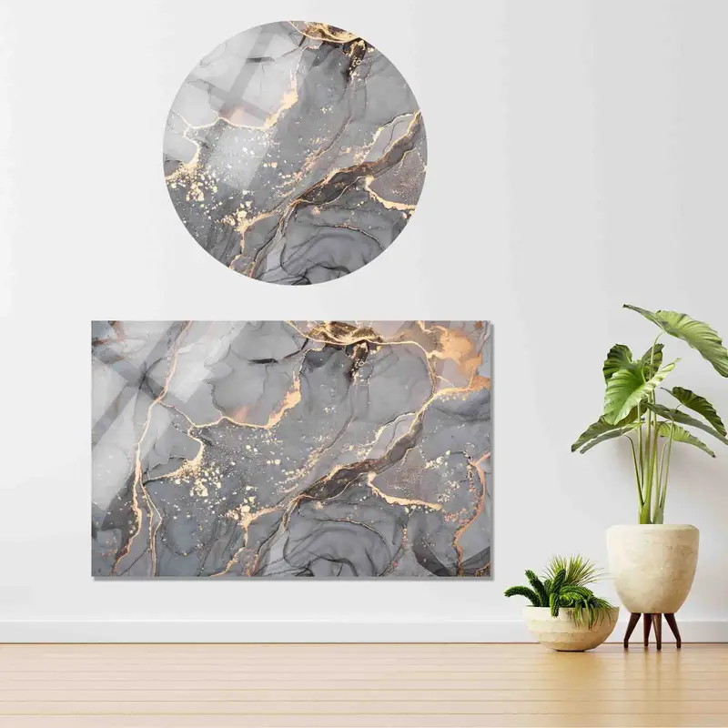 Zarif Gri Mermer Baskılı Kanvas - Modern Lüks Dekor