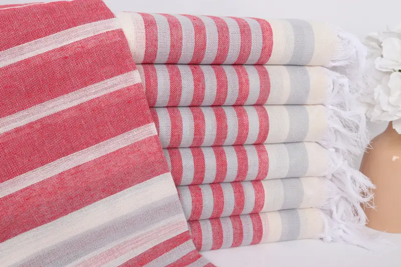 Brautjungferngeschenke, personalisiertes Strandtuch, rot-grau gestreift, 40 x 67 Zoll