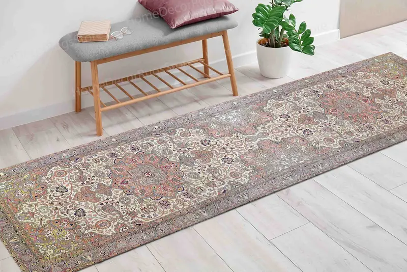 メダリオン花柄ヴィンテージスタイルプリントラグ、ウシャクデザイン、カイセリ