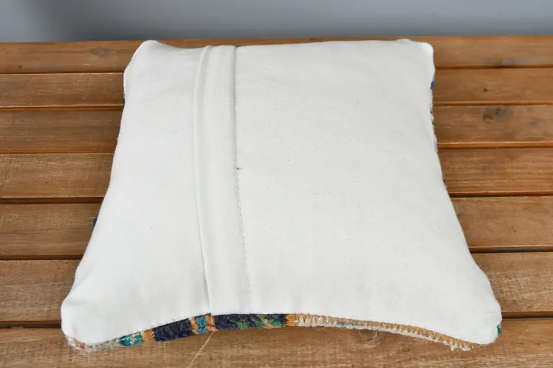 Boho Pillow, Muted Cushion Cover, Turkish Kilim Pillow, Cushion Case, 12x12 Blue Cushion Case, Pillow for Couch, Customized Pillow Sham - 5