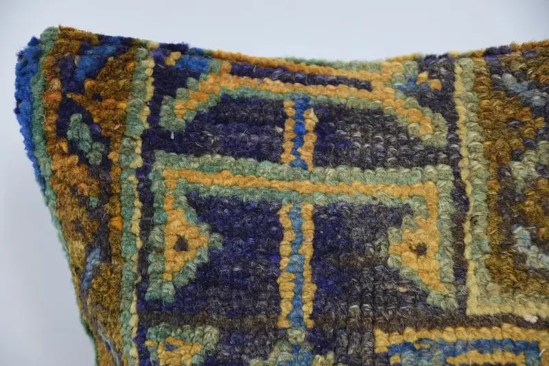 Vintage Kilim Pillow, Sofa Pillow Case, 12x12 Blue Pillow Cover, Kilim Cushion Sham, Vintage Pillow, Pillow Case, Retro Pillow Case - 2