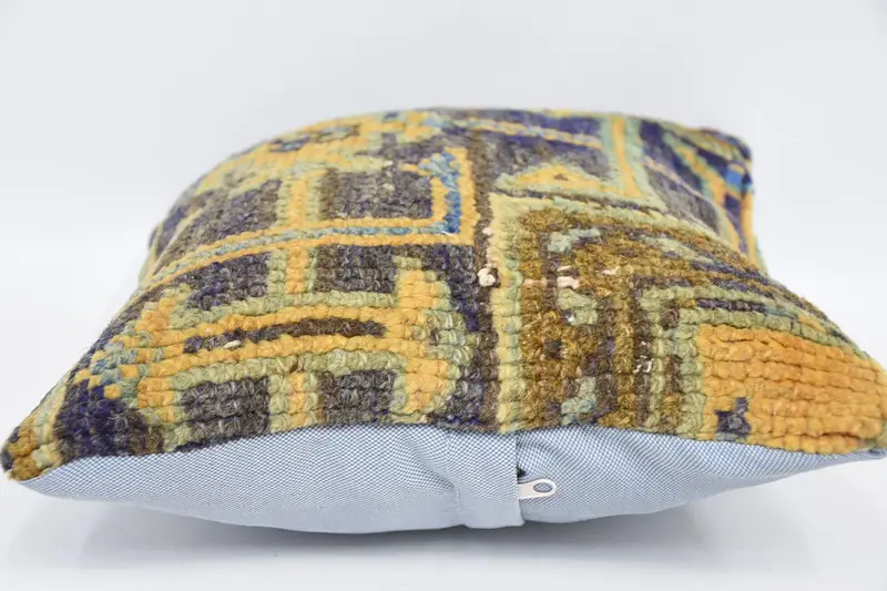 Vintage Kilim Pillow, Sofa Pillow Case, 12x12 Blue Pillow Cover, Kilim Cushion Sham, Vintage Pillow, Pillow Case, Retro Pillow Case - 5