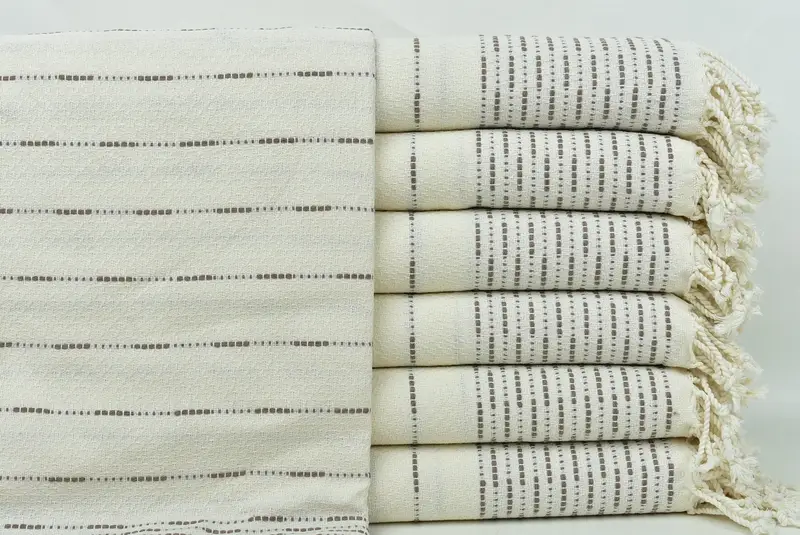 Scarf Towel, Turkish beach towel, Bridesmaid Proposal Gift, 70x38 Cotton Striped Design Towel, Sand-resistant towel, Custom Wedding Gift, Gym Towel - 1