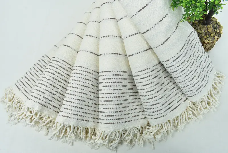 Scarf Towel, Turkish beach towel, Bridesmaid Proposal Gift, 70x38 Cotton Striped Design Towel, Sand-resistant towel, Custom Wedding Gift, Gym Towel - 4