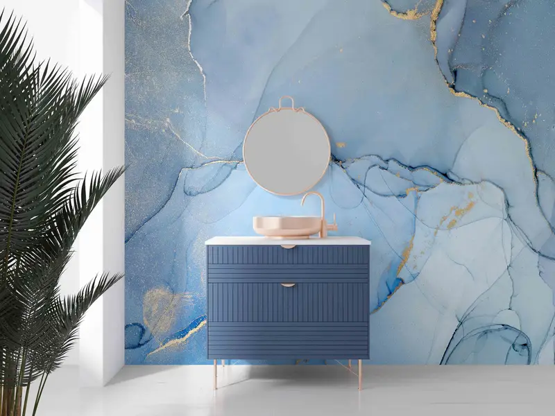 Zarif Mekanlar için Çağdaş Pırıltılı Altın Mermer Baskılı Duvar Kağıdı