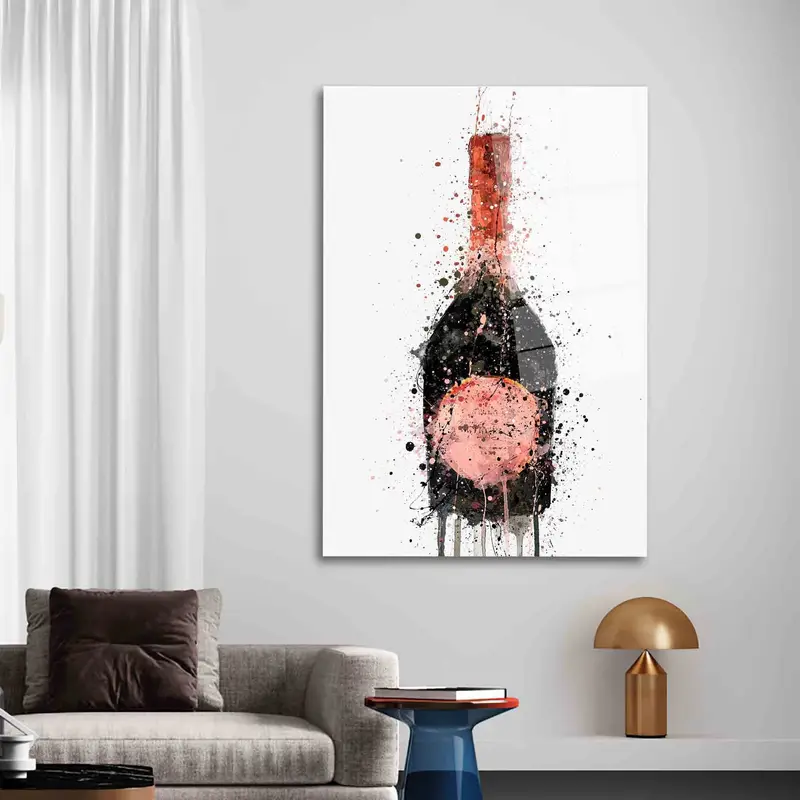 Elegant Printed Champagne Glass - Modern Watercolor Design