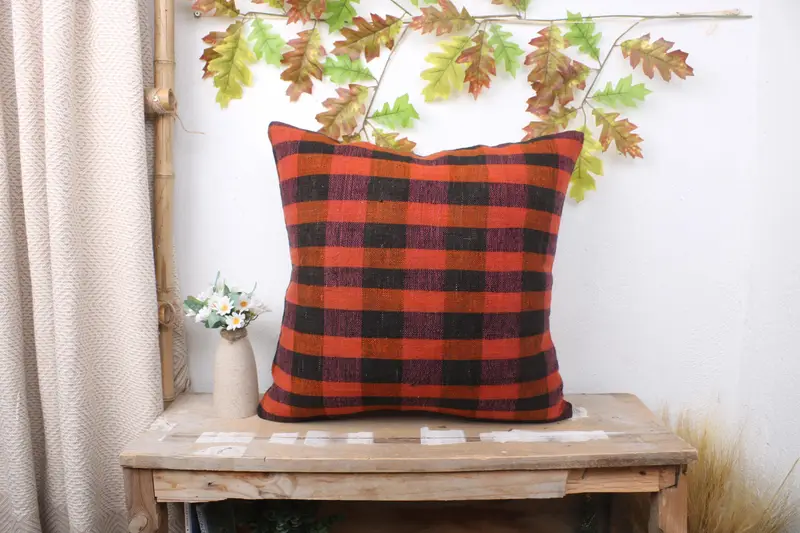 Antique Pillows, Kilim Cushion Sham, 20x20 Red Pillow, Cushion Case, Home Decor Pillow, Retro Pillow Sham, Bohemian Cushion Cushion Cover - 1
