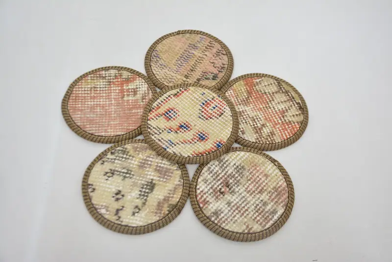 Beige and Gray Kilim Coaster, Durable and Stylish Table Pad