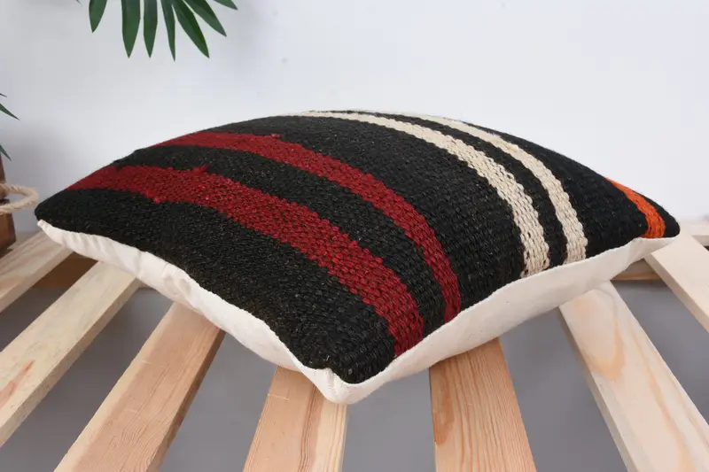 12x12 Brown Cushion Cover, Pattern Throw Pillow Case, Home Decor Pillow, Cushion, Boho Throw Cushion Case, Gift Pillow, Ethnical Kilim Rug Pillow - 6