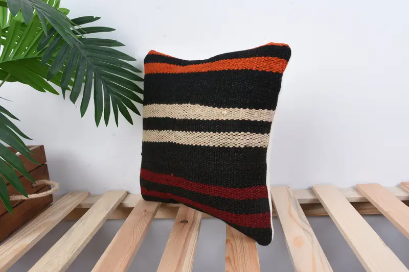 12x12 Brown Cushion Cover, Pattern Throw Pillow Case, Home Decor Pillow, Cushion, Boho Throw Cushion Case, Gift Pillow, Ethnical Kilim Rug Pillow - 5