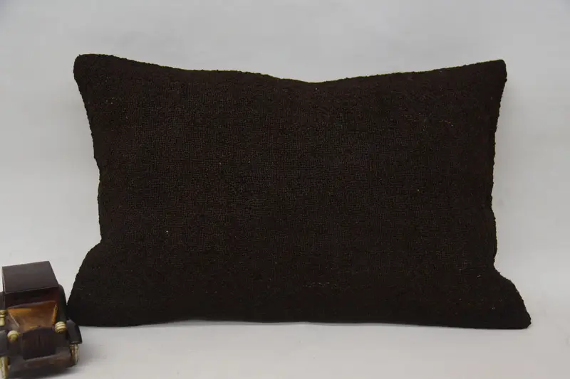 Braun & Schwarz Kariertes Kissen, 16x24 handgemachtes Kissen