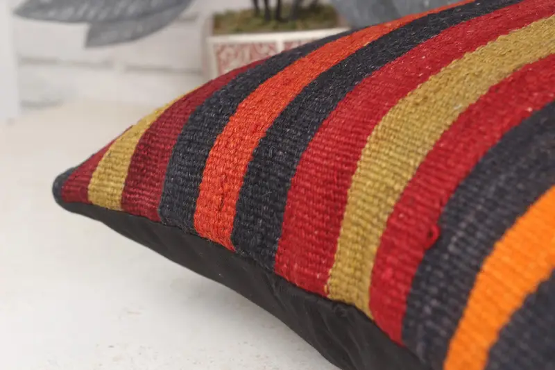 Handmade Kilim Cushion, Couch Pillow Sham, Cushion Cover, Boho Pillow, Nautical Throw Pillow Case, 16x16 Red Pillow Sham, Turkish Kilim Pillow - 7