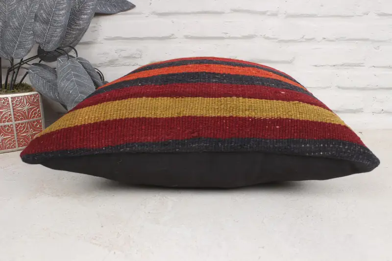 Handmade Kilim Cushion, Couch Pillow Sham, Cushion Cover, Boho Pillow, Nautical Throw Pillow Case, 16x16 Red Pillow Sham, Turkish Kilim Pillow - 5