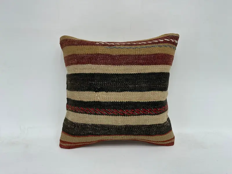 Interior Designer Pillow, Accent Throw Pillow Sham, Turkish Pillow, 16x16 Beige Pillow Case, Pillow Case, Kilim Pillow, Christmas Cushion - 1