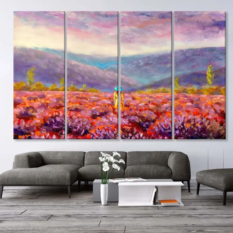 Woman In Fields Wall Art, Girl Room Wall Art, Coastal Wall Art, Living Room Wall Decor, Canvas Wall Art, Modern Wall Art, Birthday Gift, - 6